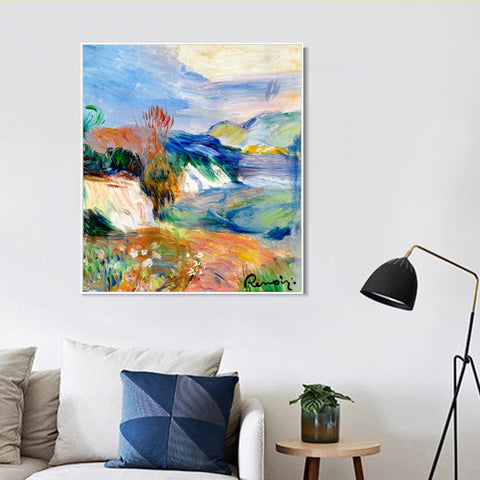 INVIN ART Framed Canvas BORD DE MER by Pierre Auguste Renoir Wall Art Living Room Home Office Decorations