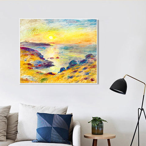 INVIN ART Framed Canvas COUCHER DE SOLEIL À DOUARNENEZ by Pierre Auguste Renoir Wall Art Living Room Home Office Decorations