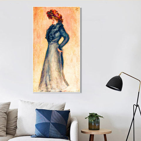 INVIN ART Framed Canvas FEMME DEBOUT DE PROFIL by Pierre Auguste Renoir Wall Art Living Room Home Office Decorations