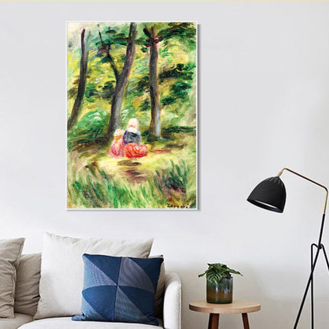 INVIN ART Framed Canvas FEMME ET ENFANT DANS UN PAYSAGE by Pierre Auguste Renoir Wall Art Living Room Home Office Decorations