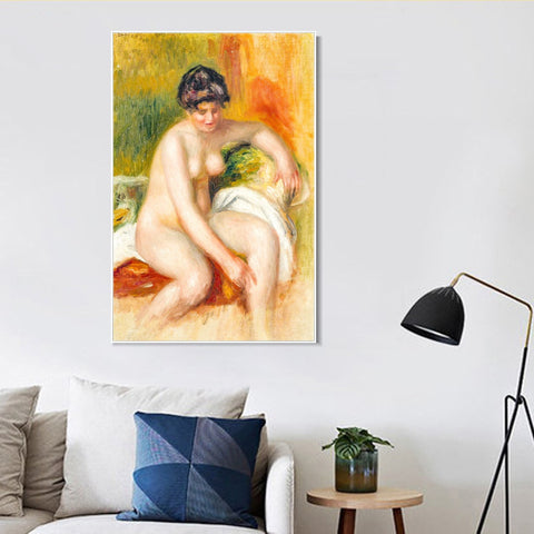 INVIN ART Framed Canvas FEMME NUE DANS UN INTERIEUR by Pierre Auguste Renoir Wall Art Living Room Home Office Decorations