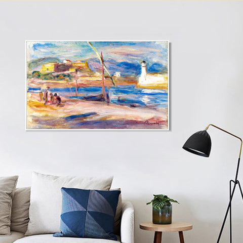 INVIN ART Framed Canvas FORT CARRÉ ET PHARE D'ANTIBES by Pierre Auguste Renoir Wall Art Living Room Home Office Decorations