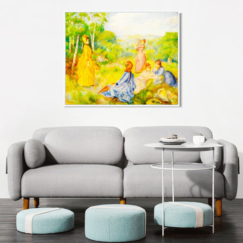INVIN ART Framed Canvas Jeunes Filles Jouant au Volant by Pierre Auguste Renoir Wall Art Living Room Home Office Decorations