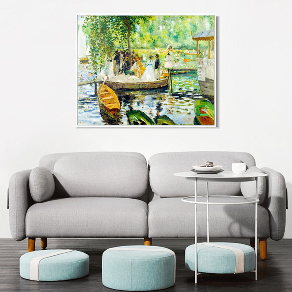 INVIN ART Framed Canvas La Grenouill¨¨re by Pierre Auguste Renoir Wall Art Living Room Home Office Decorations