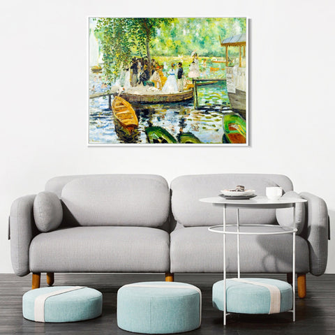 INVIN ART Framed Canvas La Grenouillère by Pierre Auguste Renoir Wall Art Living Room Home Office Decorations