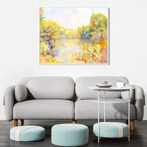 INVIN ART Framed Canvas Lakeside Landscape by Pierre Auguste Renoir Wall Art Living Room Home Office Decorations