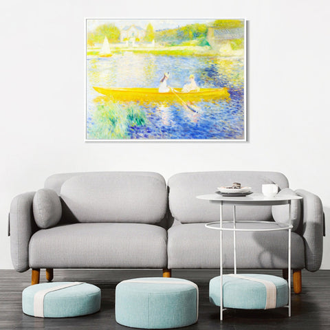 INVIN ART Framed Canvas The Skiff(La Yole) by Pierre Auguste Renoir Wall Art Living Room Home Office Decorations