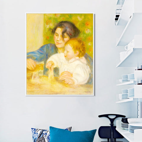 INVIN ART Framed Canvas Child with Toys - Gabrielle and the Artist's Son by Pierre Auguste Renoir Wall Art Living Room Home Office Decorations