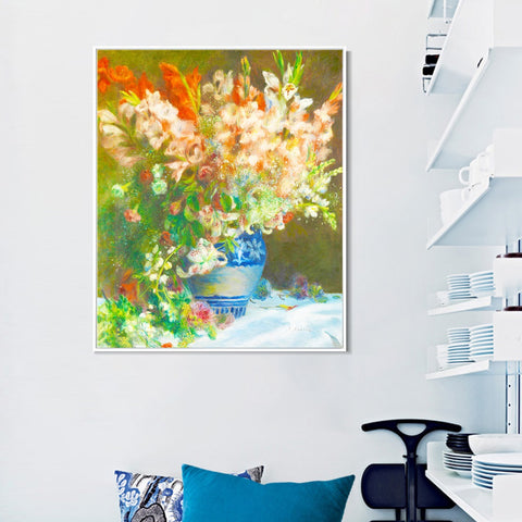 INVIN ART Framed Canvas Still Life with Flowers and Prickly Pears by Pierre Auguste Renoir Wall Art Living Room Home Office Decorations