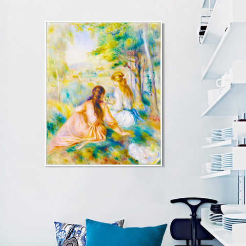INVIN ART Framed Canvas In the Meadow by Pierre Auguste Renoir Wall Art Living Room Home Office Decorations