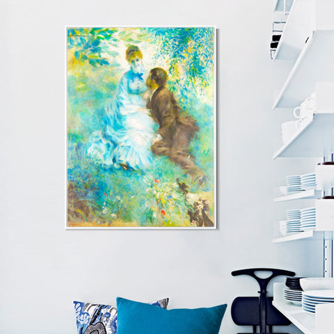 INVIN ART Framed Canvas Lovers by Pierre Auguste Renoir Wall Art Living Room Home Office Decorations
