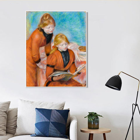 INVIN ART Framed Canvas LA LECTURE by Pierre Auguste Renoir Wall Art Living Room Home Office Decorations