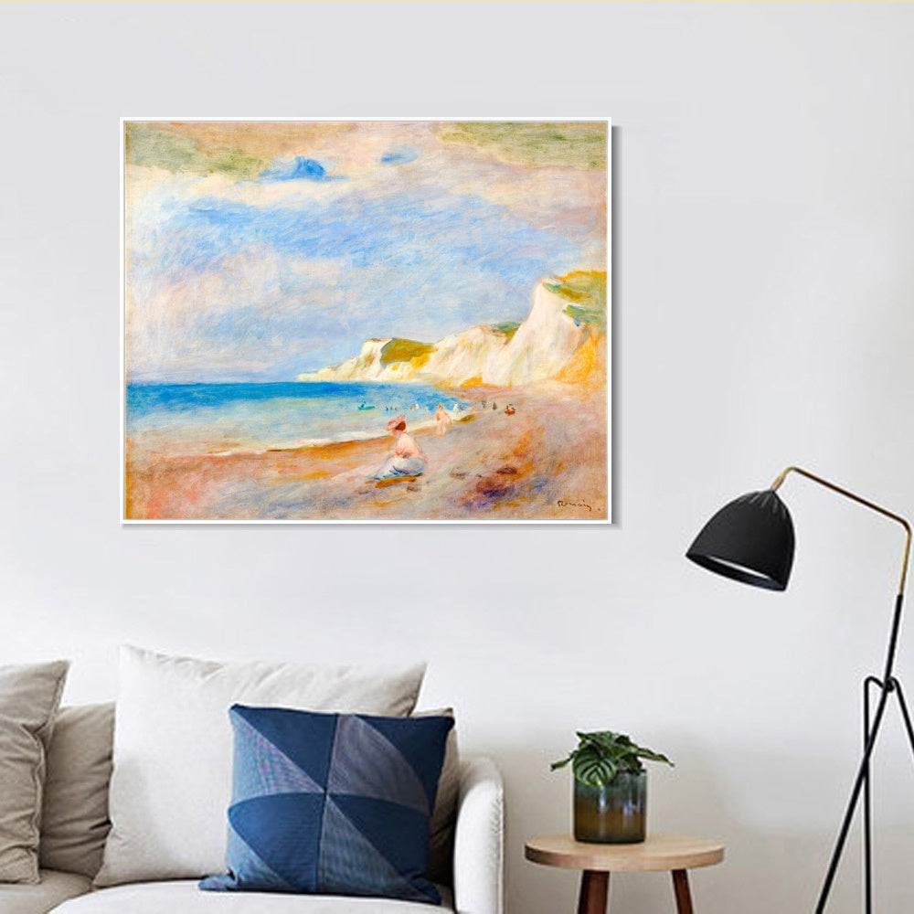 INVIN ART Framed Canvas LA PLAGE DE VARENGEVILLE by Pierre Auguste Renoir Wall Art Living Room Home Office Decorations