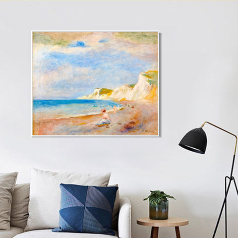 INVIN ART Framed Canvas LA PLAGE DE VARENGEVILLE by Pierre Auguste Renoir Wall Art Living Room Home Office Decorations