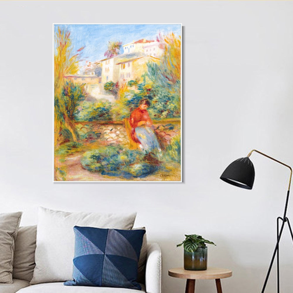 INVIN ART Framed Canvas LA TERRASSE A CAGNES by Pierre Auguste Renoir Wall Art Living Room Home Office Decorations