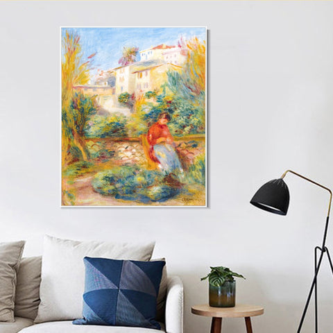 INVIN ART Framed Canvas LA TERRASSE A CAGNES by Pierre Auguste Renoir Wall Art Living Room Home Office Decorations