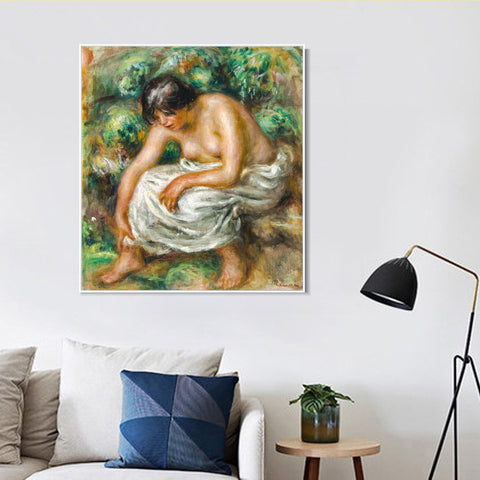 INVIN ART Framed Canvas LA TOILETTE APRÈS LE BAIN by Pierre Auguste Renoir Wall Art Living Room Home Office Decorations