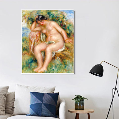 INVIN ART Framed Canvas LE REPOS DE LA BAIGNEUSE by Pierre Auguste Renoir Wall Art Living Room Home Office Decorations