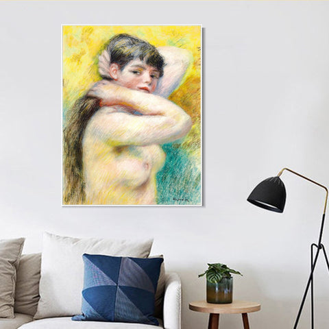 INVIN ART Framed Canvas LE TORSE NU by Pierre Auguste Renoir Wall Art Living Room Home Office Decorations