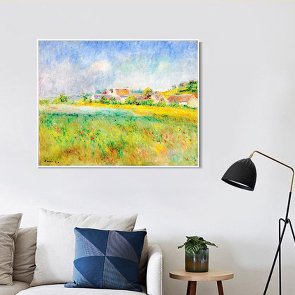 INVIN ART Framed Canvas LE VILLAGE DE BONNECOURT by Pierre Auguste Renoir Wall Art Living Room Home Office Decorations