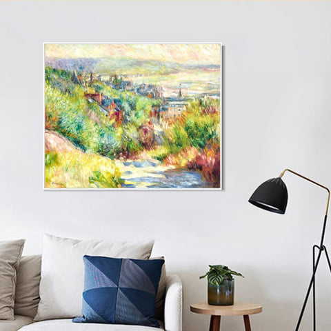 INVIN ART Framed Canvas LES HAUTEURS DE TROUVILLE by Pierre Auguste Renoir Wall Art Living Room Home Office Decorations