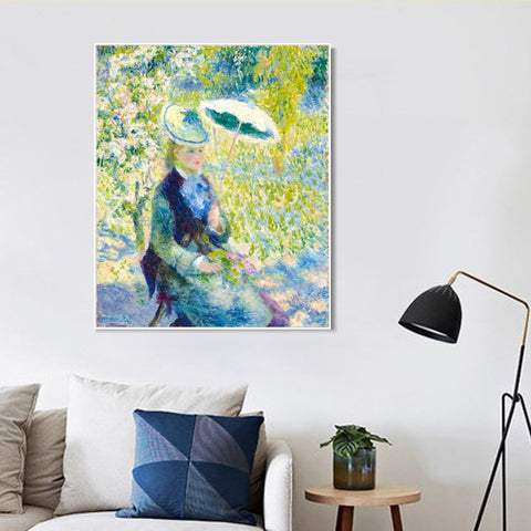 INVIN ART Framed Canvas L'OMBRELLE by Pierre Auguste Renoir Wall Art Living Room Home Office Decorations