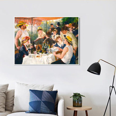 INVIN ART Framed Canvas Luncheon of the Boating Party by Pierre Auguste Renoir Wall Art Living Room Home Office Decorations