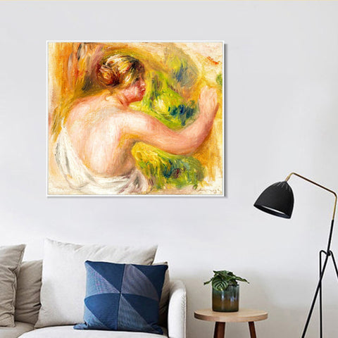 INVIN ART Framed Canvas NU À LA DRAPERIE by Pierre Auguste Renoir Wall Art Living Room Home Office Decorations