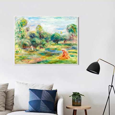 INVIN ART Framed Canvas PAYSAGE À CAGNES by Pierre Auguste Renoir Wall Art Living Room Home Office Decorations
