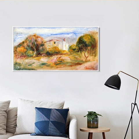 INVIN ART Framed Canvas PAYSAGE AVEC MAISON by Pierre Auguste Renoir Wall Art Living Room Home Office Decorations