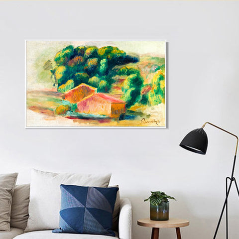 INVIN ART Framed Canvas Paysage, maisons by Pierre Auguste Renoir Wall Art Living Room Home Office Decorations