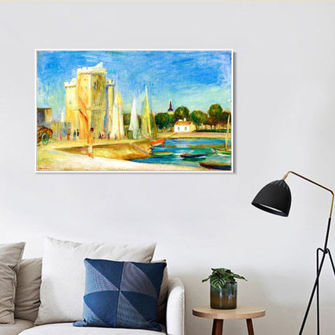 INVIN ART Framed Canvas PORT DE LA ROCHELLE by Pierre Auguste Renoir Wall Art Living Room Home Office Decorations