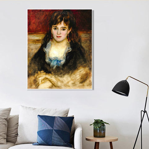 INVIN ART Framed Canvas PORTRAIT DE NINI by Pierre Auguste Renoir Wall Art Living Room Home Office Decorations