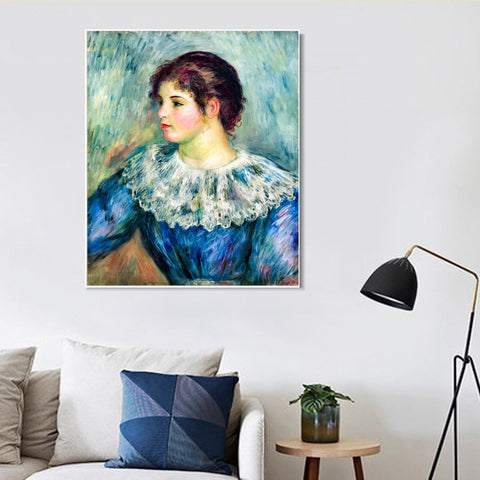 INVIN ART Framed Canvas PORTRAIT EN BUSTE DE JEUNE FILLE by Pierre Auguste Renoir Wall Art Living Room Home Office Decorations