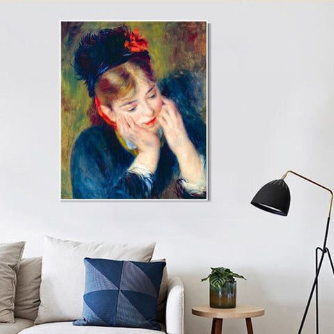 INVIN ART Framed Canvas REFLEXION by Pierre Auguste Renoir Wall Art Living Room Home Office Decorations
