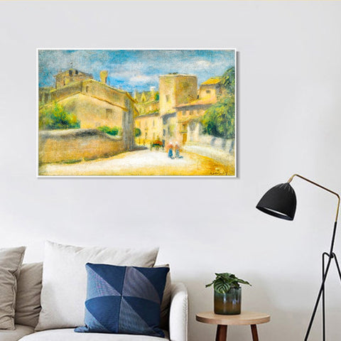 INVIN ART Framed Canvas RUE A VILLENEUVE-LES-AVIGNON by Pierre Auguste Renoir Wall Art Living Room Home Office Decorations