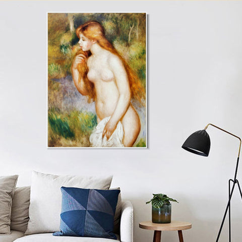 INVIN ART Framed Canvas Baigneuse debout by Pierre Auguste Renoir Wall Art Living Room Home Office Decorations
