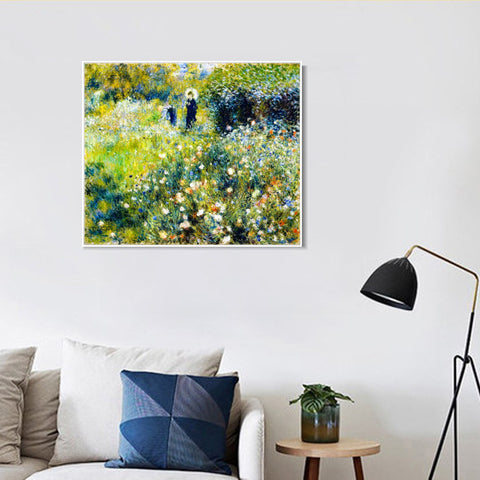 INVIN ART Framed Canvas Femme avec parasol dans un jardin by Pierre Auguste Renoir Wall Art Living Room Home Office Decorations