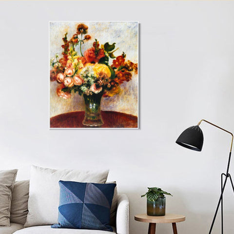 INVIN ART Framed Canvas Fleurs dans un vase by Pierre Auguste Renoir Wall Art Living Room Home Office Decorations