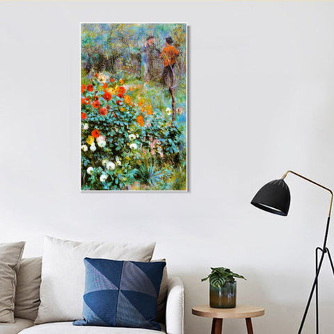 INVIN ART Framed Canvas Jardin de la rue Cortot by Pierre Auguste Renoir Wall Art Living Room Home Office Decorations