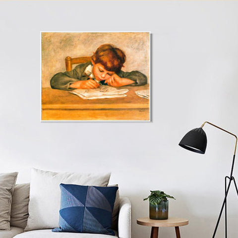 INVIN ART Framed Canvas Jean Renoir dessinant by Pierre Auguste Renoir Wall Art Living Room Home Office Decorations