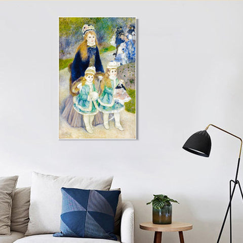 INVIN ART Framed Canvas La Promenade by Pierre Auguste Renoir Wall Art Living Room Home Office Decorations