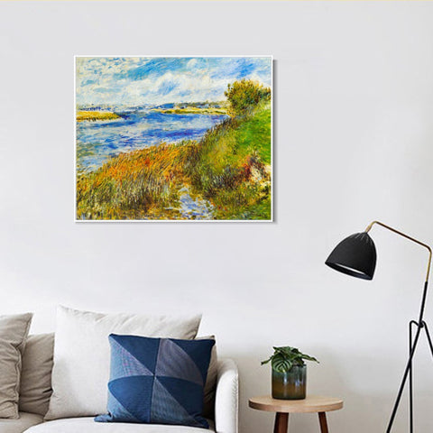 INVIN ART Framed Canvas La Seine à Champrosay by Pierre Auguste Renoir Wall Art Living Room Home Office Decorations