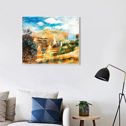 INVIN ART Framed Canvas Les Bords de la Seine à Argenteuil by Pierre Auguste Renoir Wall Art Living Room Home Office Decorations