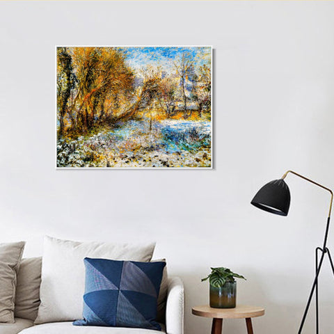 INVIN ART Framed Canvas Paysage de neige (1875) by Pierre Auguste Renoir Wall Art Living Room Home Office Decorations