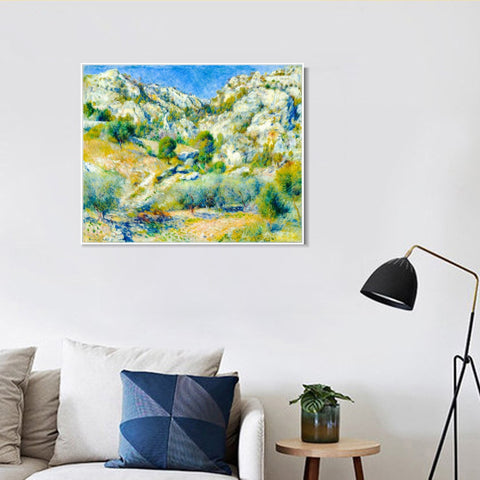 INVIN ART Framed Canvas Rocky Crags at L'Estaque by Pierre Auguste Renoir Wall Art Living Room Home Office Decorations