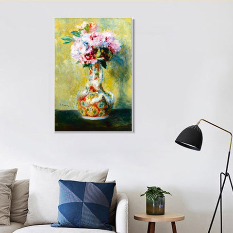INVIN ART Framed Canvas Bouquet in a Vase by Pierre Auguste Renoir Wall Art Living Room Home Office Decorations
