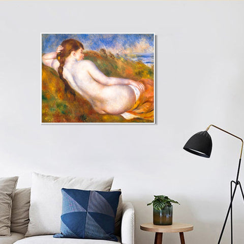 INVIN ART Framed Canvas Reclining Nude by Pierre Auguste Renoir Wall Art Living Room Home Office Decorations