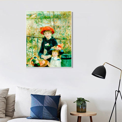 INVIN ART Framed Canvas The Two Sisters by Pierre Auguste Renoir Wall Art Living Room Home Office Decorations