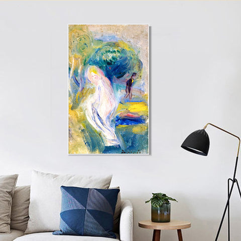 INVIN ART Framed Canvas Nude with Figure in Background by Pierre Auguste Renoir Wall Art Living Room Home Office Decorations